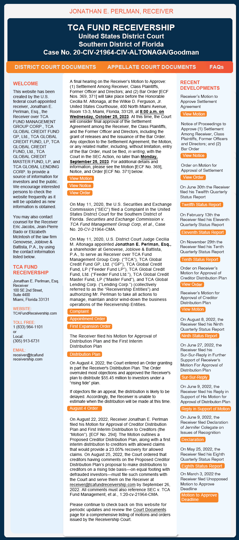 TCA Fund Receivership